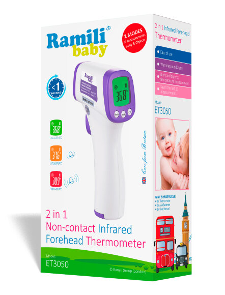 Инфракрасный лобный термометр (2 в 1) Ramili ET3050